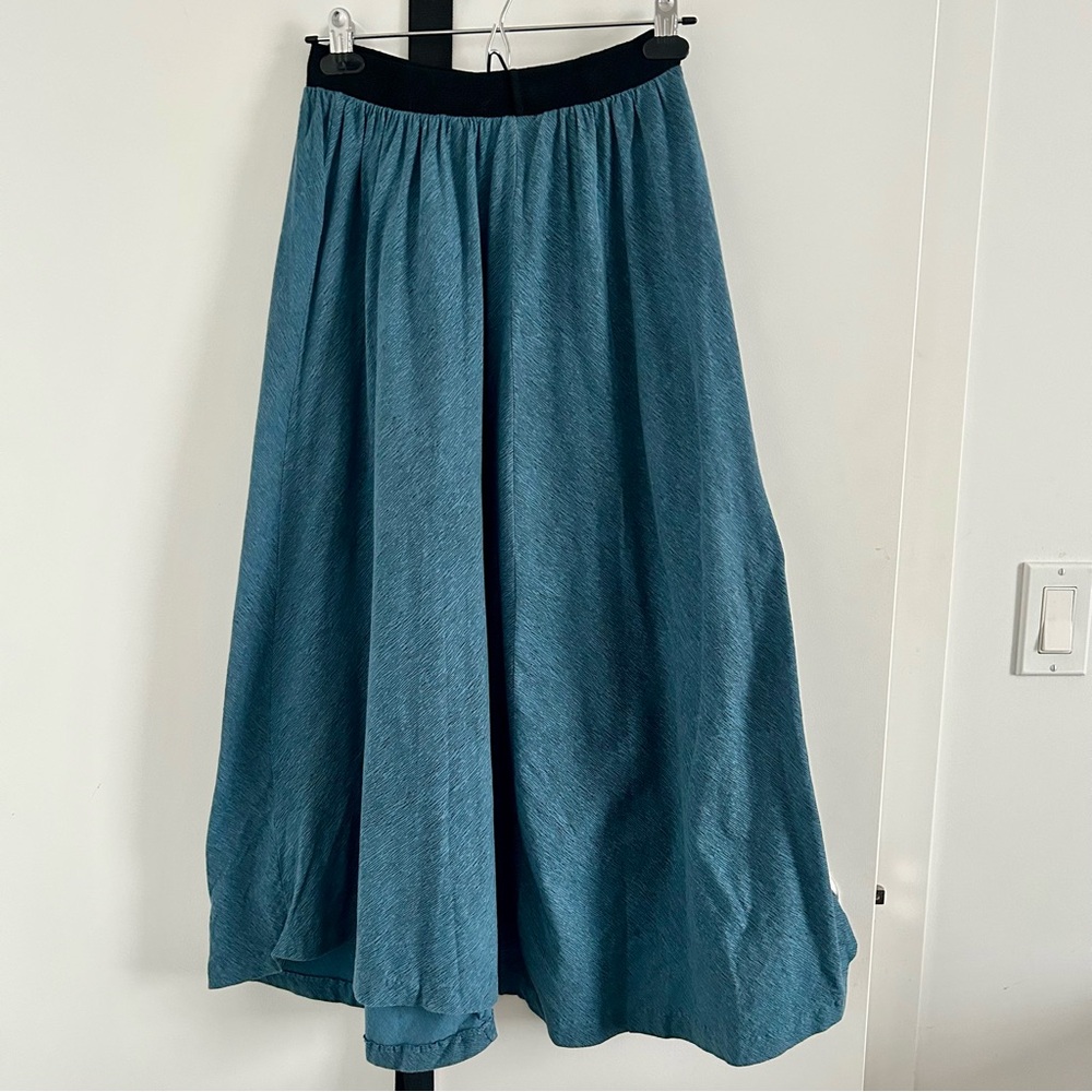 Vintage 1980s Blue Full Maxi Skirt